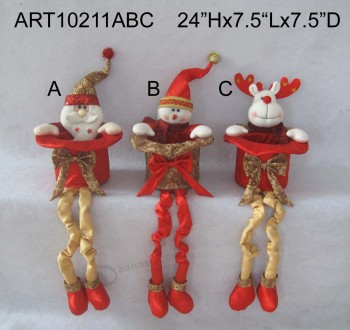 Groothandel spring legged with gift hat, 3 asst-Kerstdecoratie