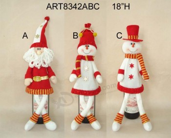 批发圣诞老人和雪人酒瓶盖，3个助理-圣诞装饰
