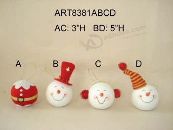 Groothandel santa en sneeuwpop ornamenten kerstboom decoratie ornament-4assorted