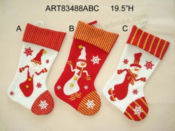 Wholesale Santa and Snowman Tree Decoration Stocking, 3assorted