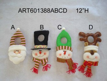 Wholesale 12"H Santa Snowman Moose Doorknob Hanger-4asst-Christmas Decoration