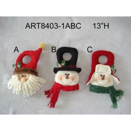 Venta al por mayor navidad decoración del hogar santa y snowmand doorknob-3asst