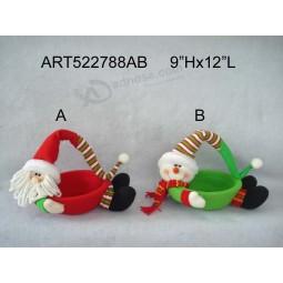 Wholesale Christmas Decoration Santa Snowman Basket-2asst.