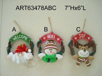 Projetar santa boneco de neve alce natal decoração wreath-3asst