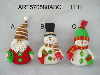 Custom Design Santa and Snowman Self Sitter Christmas Decoration Gift -2asst.