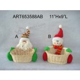 Christmas Decoration Santa Snowman Basket-2asst Wholesale