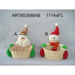 Christmas Decoration Santa Snowman Basket-2asst Wholesale