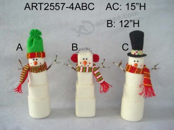 Marshmallow Snowman Holiday Decoration Gift -3asst Wholesale
