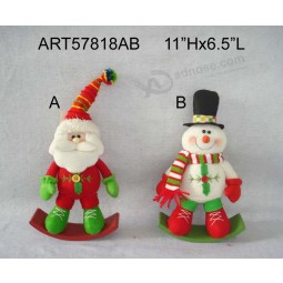 11"Hx6.5"L Rocking Santa Snowman-Christmas Decoration Wholesale