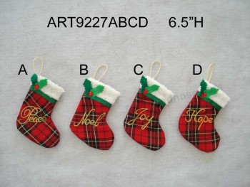 Wholesale 6.5"H Plait Stocking with Greeting Letters-4asst
