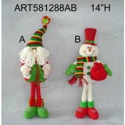 Atacado de pé santa e boneco de neve decoração de natal com gifts-2asst