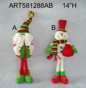 Venta al por mayor que se coloca decoración de la Navidad de santa y del muñeco de nieve con gifts-2asst