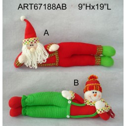 Wholesale 9"Hx19"L Santa Snowman Doorstopper Christmas Decoration Gift-2asst.