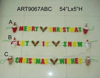Wholesale 5"Hx54"L Santa Snowman Reindeer+Greeting Letter Garland-3asst-Christmas Decoration