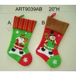 卸売クリスマスデコレーション、サンタと雪だるまのストッキング-2asst