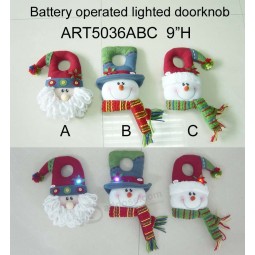 Wholesale Light up Santa & Snowman Christmas Decoraiton Doorknob-3asst