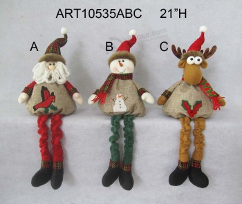 Wholesale Spring Legged Santa Snowman and Reindeer Christmas Decoration Self Sitter