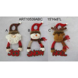 Venta al por mayor Santa muñeco de nieve reno navidad suspensión perilla con signos de saludo
