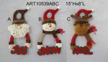 Wholesale Santa Snowman Reindeer Christmas Hanger Doorknob with Greeting Signs