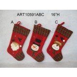 Wholesale Christmas Home Decoration Stocking Designed with Santa Snowman Reindeer and Red Bird
