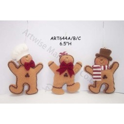 Wholesale Fleece Gingerbread Holiday Tree Ornament Souvenir-3asst.