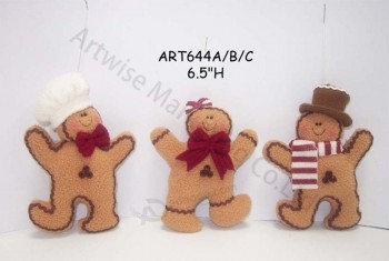 Wholesale Fleece Gingerbread Holiday Tree Ornament Souvenir-3asst.