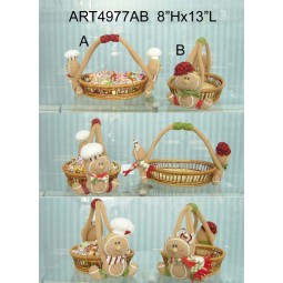 Wholesale Chrsitmas Home Decoration Gingerbread Basket-2asst