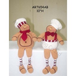 Wholesale Button Legged Gingerbread Couple, 2 Asst-Christmas Decoration