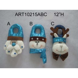 Venta al por mayor santa, muñeco de nieve y alces christmasdecoration pomo de la puerta 3 asst