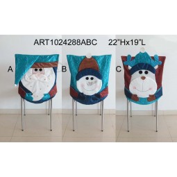 Venta al por mayor regalo de la decoración de la cubierta de la silla de santa, del muñeco de nieve y de los alces, 3 asst