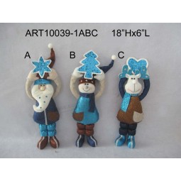Wholesale Christmas Standing Figure Decoration with Sparkle Christmas Gifts, 3asst