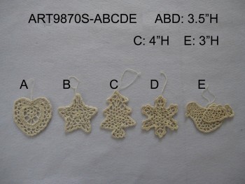 Sage crochet atacado decoração do ornamento da árvore de natal, 5assts