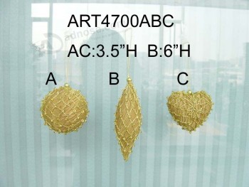Gros tissu de décoration d'arbre de noël+Chrochet et boules de perles-3asst