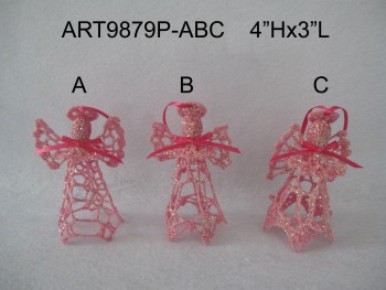 ピンクのかぎ針編みの天使の結婚式の装飾ギフト3asst卸売