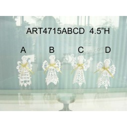 Custom Design Christmas Tree Decorationwhite Crochet Angel -4asst