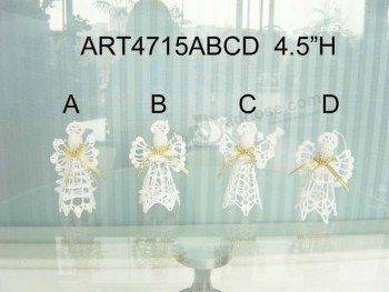 Custom Design Christmas Tree Decorationwhite Crochet Angel -4asst