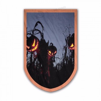 New Arrival Hanging Decor Halloween Outside Pumpkin Latern Guardian Banner Fabric Tapestry Custom Printed Flags