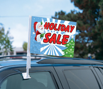Impression personnalisée drapeau de fenêtre de voiture de Noël avec poteau
