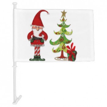 Venta al por mayor impreso bandera de ventana de coche de poliéster para la navidad