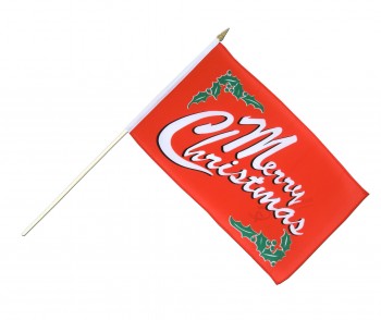 Banderas de mano de Navidad de poliéster de impresión personalizada