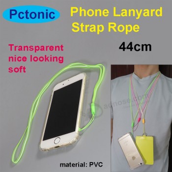 Pctonic 이동 전화 끈 반투명 투명한 pvc 긴 목 매듭 밧줄 사진기 똑똑한 전화 상자 44c엠 열쇠chain를 위해