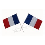 Wholesale customed print France national hand flag with high quality and any size