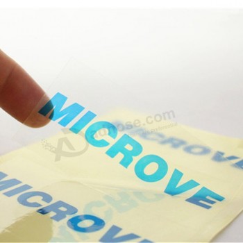 Customized digital printed brand name clear glossy pvc sticker