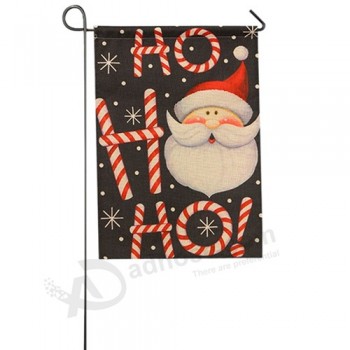 Customized high-end Christmas Santa Claus Reindeer Snowman Garden Flag for promotion
