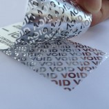 Customised brand protection silver PET warranty void stickers if moved