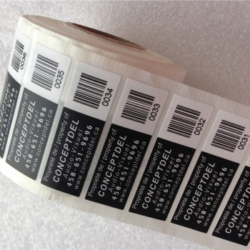 Etiquetas de adesivo de número de série de código de barras adesivo impermeável personalizado