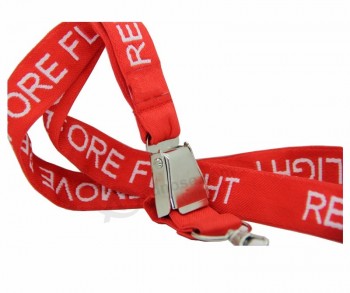 The High Quality Polyester Woven Logo Custom Lanyard with Seatbelt Detachable Metal Airplane Buckle