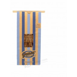食品级立式拉链袋/ 自定义标识印刷棕色牛皮纸面包袋与窗口