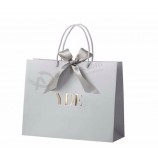 Chinese Eco Friendly Customized Cardboard Art Gift Shopping Paper Bag With Ribbon