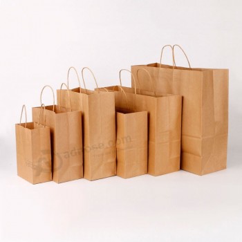 Novo design personalizado saco de papel marrom, com alça de compras marrom saco de papel kraft